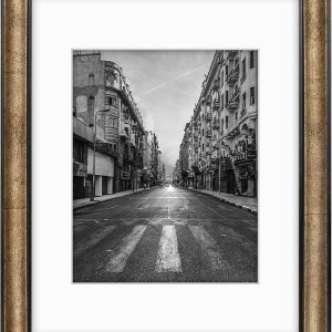 Golden State Art, 11x14 Photo Frame with Mat for Pictures 8x10 and Real Glass (Dark Gold Brown & Bronze Pewter Panel with White Color Mat, 1.25 Inch Frame Border)