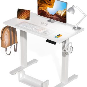 Kingant Standing Desk Height Adjustable Small Electric Stand Up Desks [35 x 20 Inch] - Ergonomic Sit Stand Desk Rising Desks for Home Office Computer Desk Stand Desk Workstation with Cable Management
