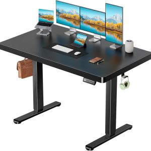 Marsail 63 x 30 Electric Standing Desk with One-Piece Desktop, Sit Stand Desk with Thickened Tabletop, Height Adjustable Stand Up Desk with Cable Management for Home Office(Frame+Desktop, 2 Packages)